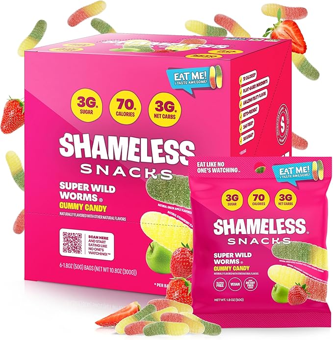 Shameless Snacks Low Sugar Vegan Gummy Candy (BOX of 6)