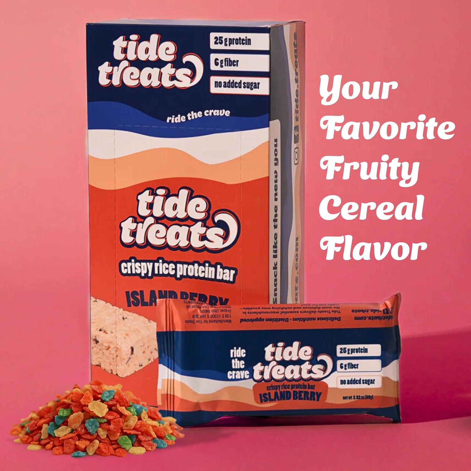 Tide Treats GF Crispy Rice Protein Bars (1 Box of 8)