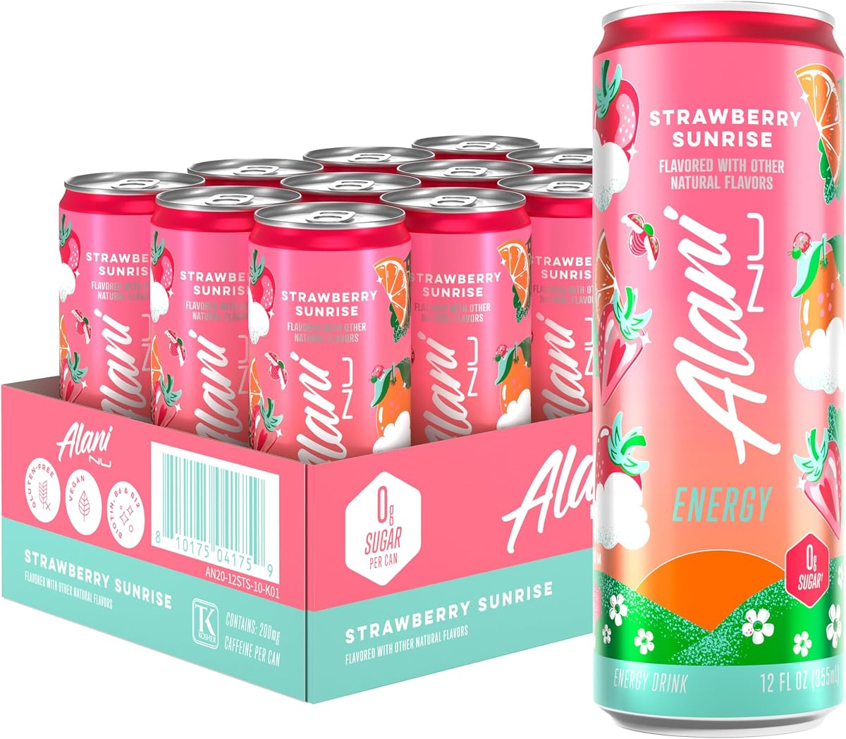 Alani Nu Energy case of 12 — Strawberry Sunrise