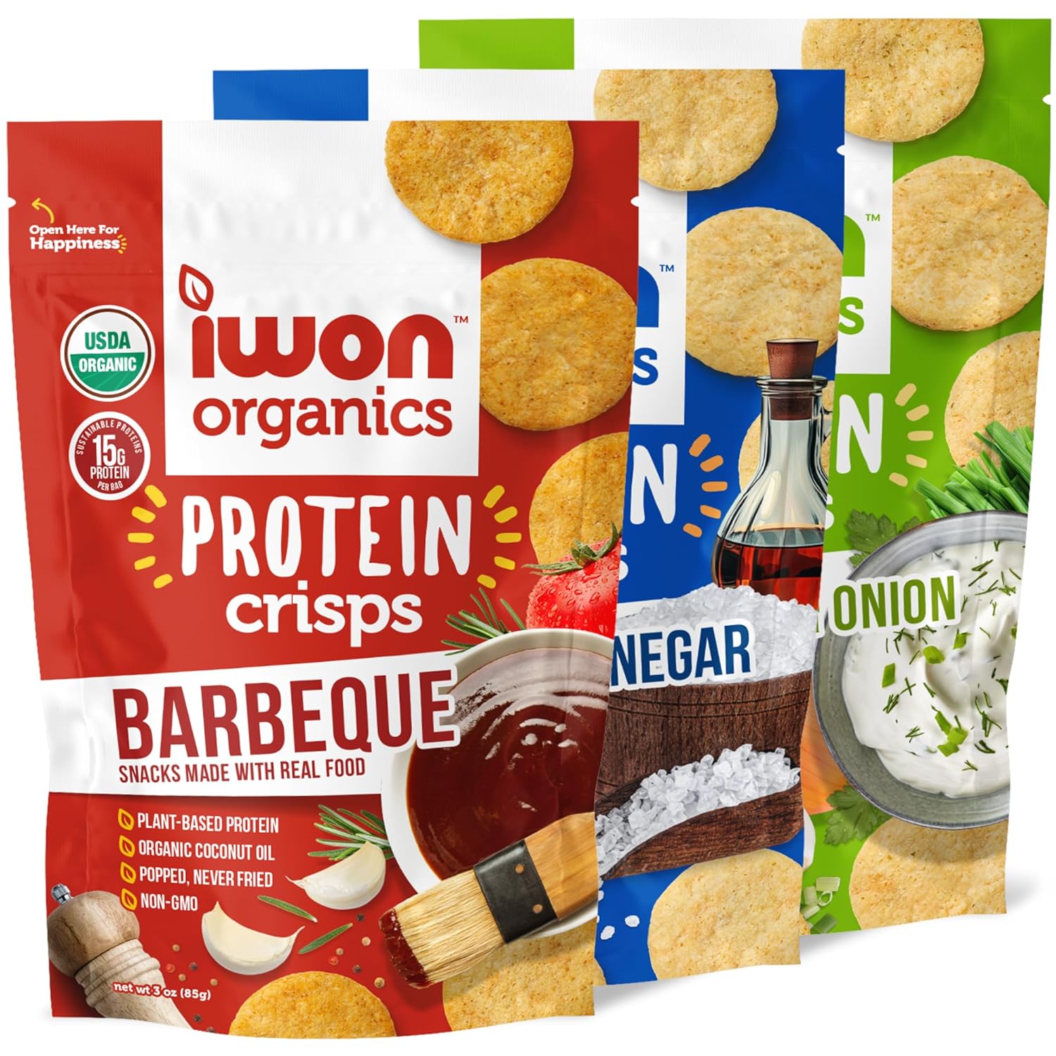 IWON Organics Vegan Protein Crisps 1 bag of 3 servings IWON Organics Top Nutrition Canada