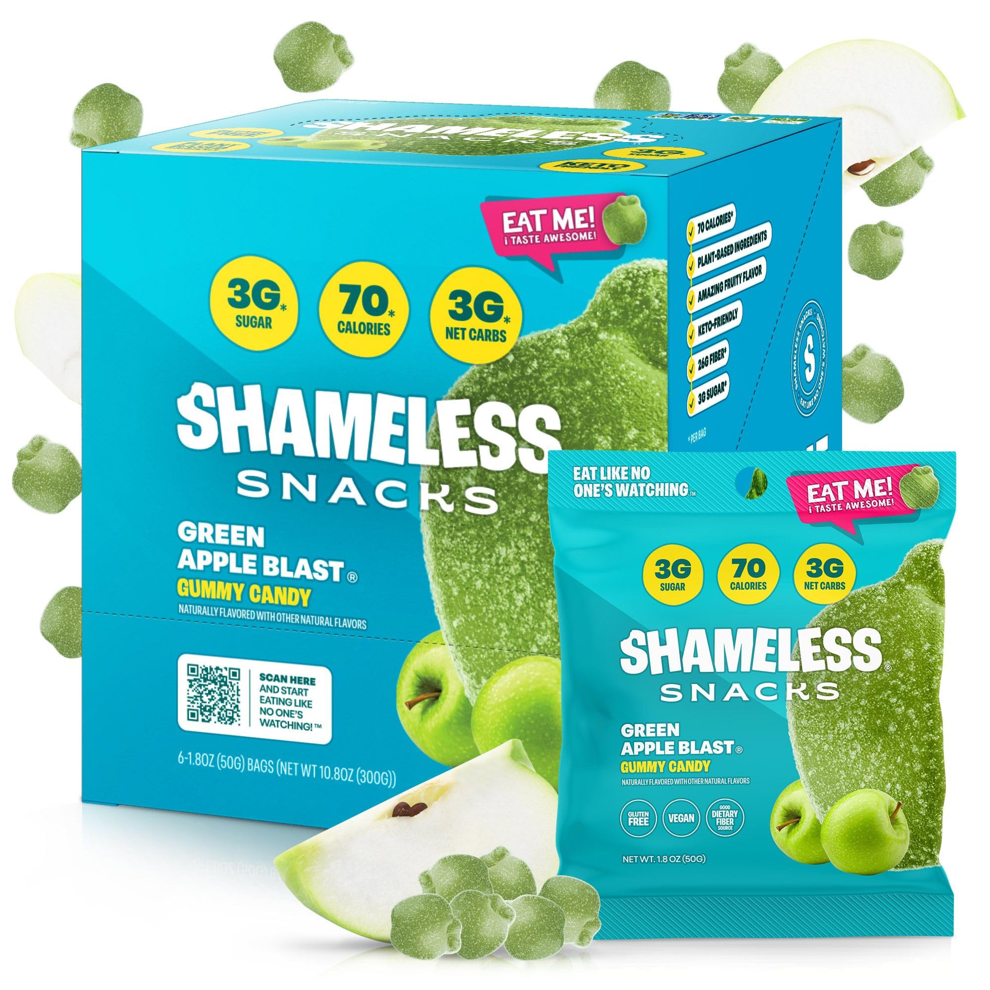 Shameless Snacks Low Sugar Vegan Gummy Candy (BOX of 6)