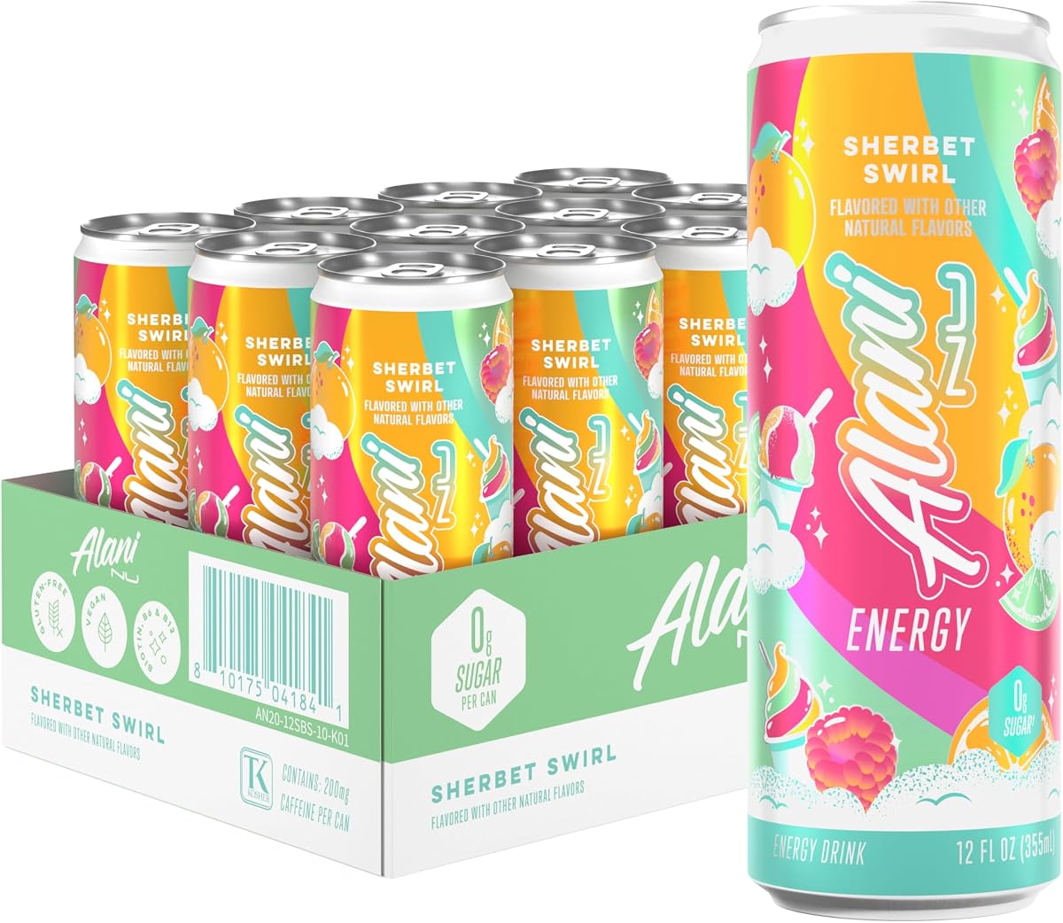 Alani Nu Energy case of 12 — Sherbet Swirl