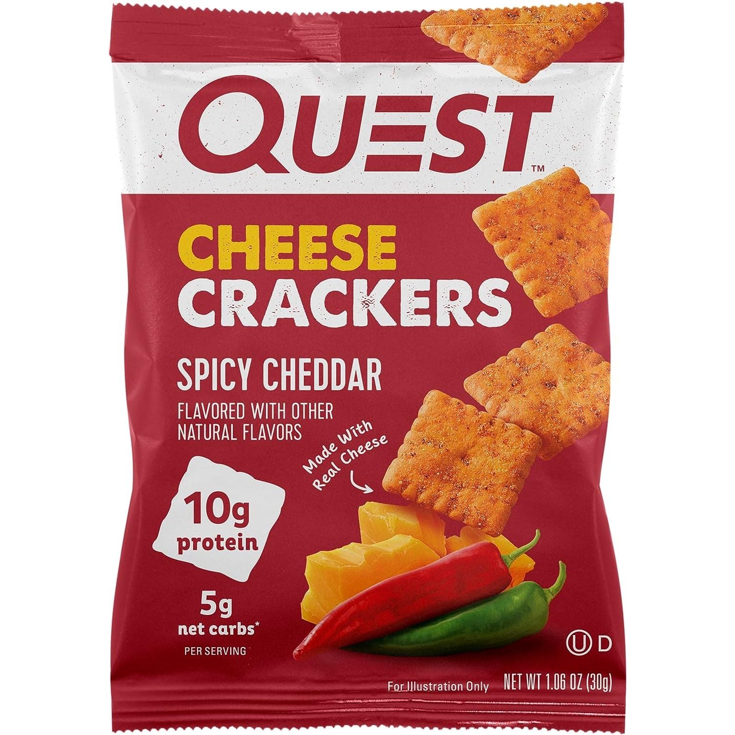 Quest Nutrition Cheese Crackers (Box of 4 Bags) Protein Snacks Cheddar Blast,Spicy Cheddar Quest Nutrition