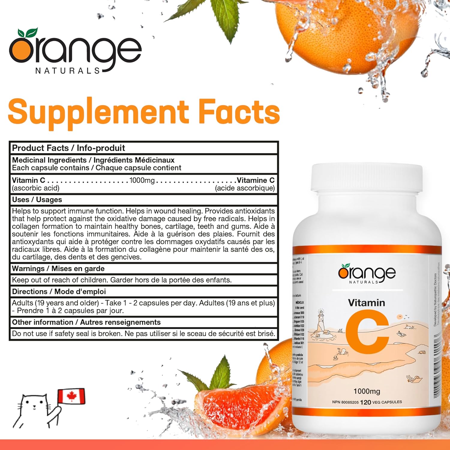 Orange Naturals Vitamin C 1000mg (120 Veg Capsules)