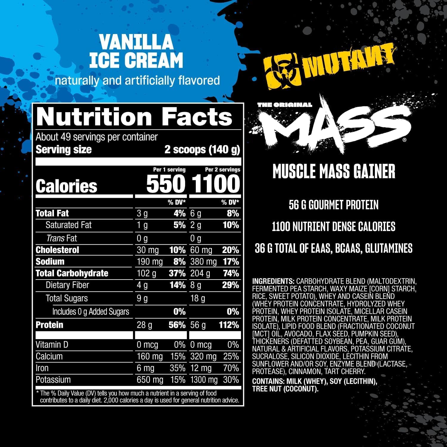 Mutant Mass Gainer Whey Protein Powder (15lb)