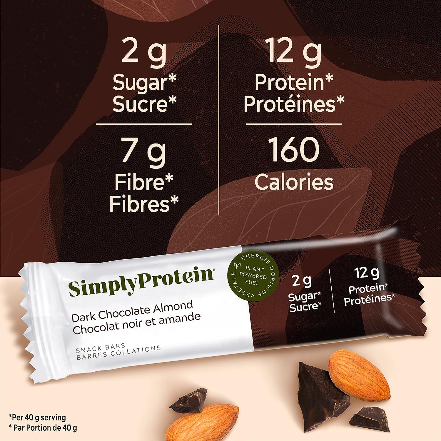 SimplyProtein Protein Snack Bar (1 bar) Protein Snacks Dark Chocolate Almond SimplyProtein