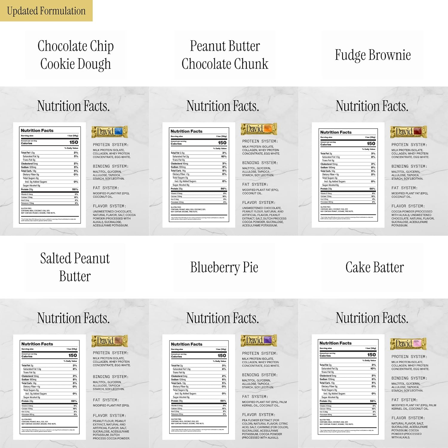 David Protein Bars Variety Pack (6 bars)