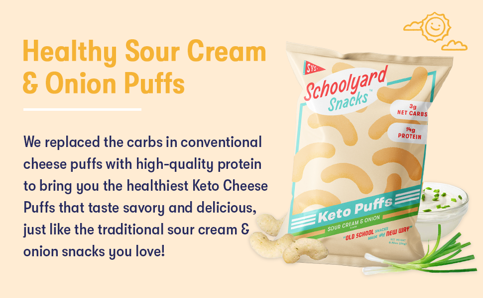 Schoolyard Snacks Keto GF Protein Puffs Sour Cream & Onion (1 bag)