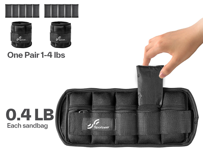 Sportneer Adjustable Ankle & Wrist Weights (2 Pack adjustable from 1-4 lbs)