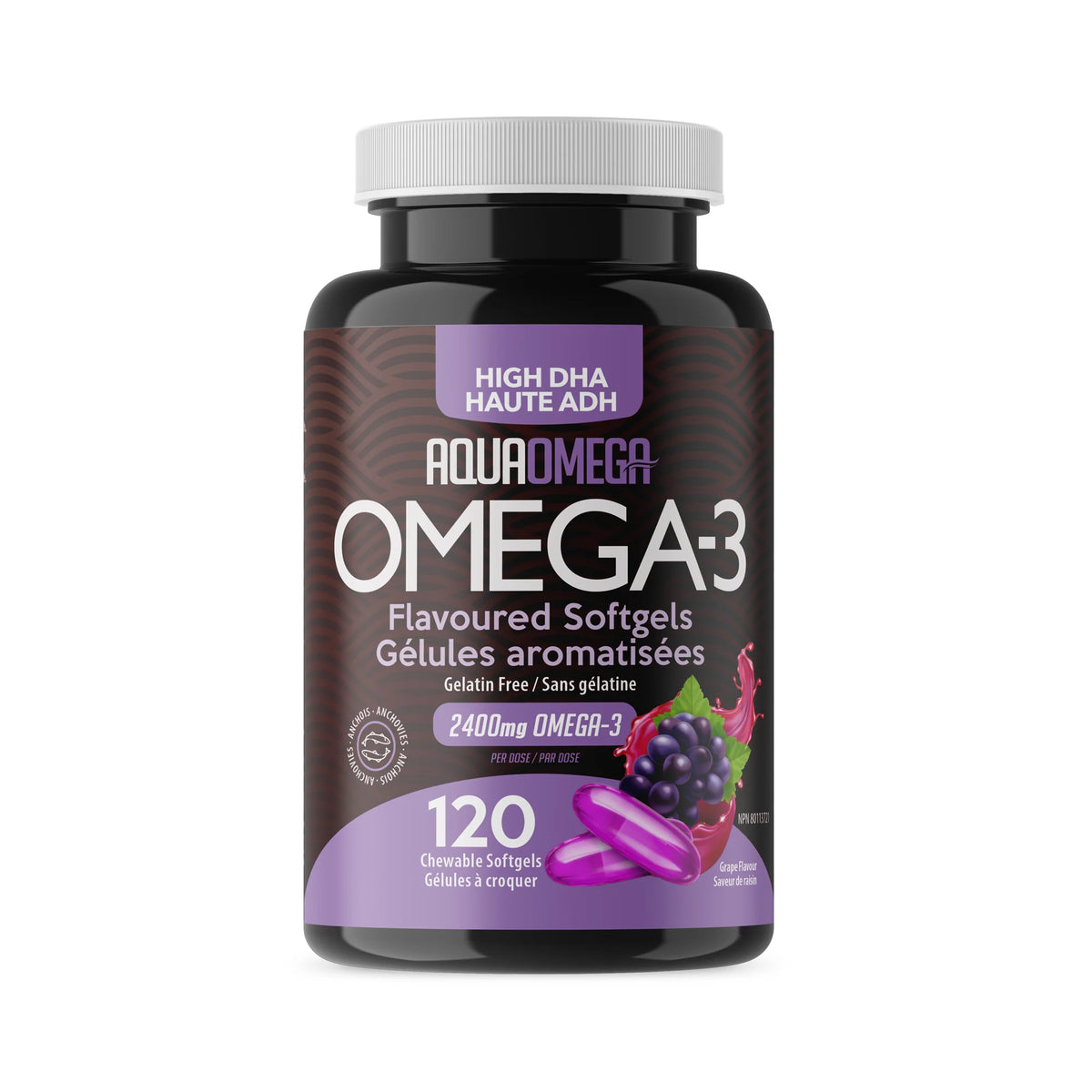 AquaOmega omega-3 chewable softgels — High EPA and High DHA fish oil supplement in Canada