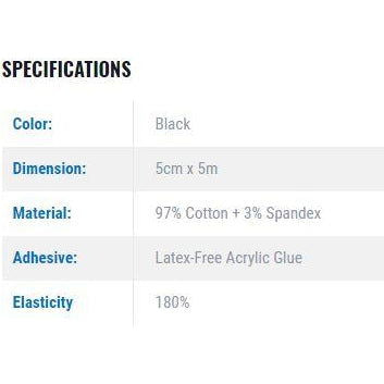 ATHLETIC KINESIOLOGY TAPE (K-TAPE) – BLACK (1 ROLL) 