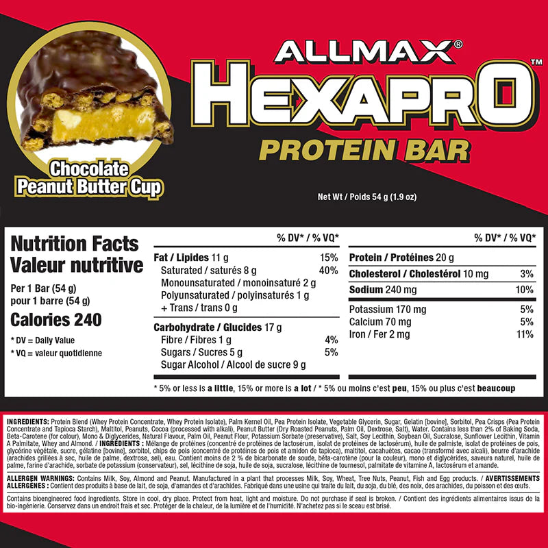 Allmax Nutrition Hexapro Protein Bar (1 bar) - Top Nutrition and Fitness 