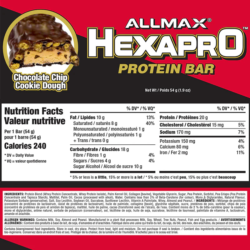 Allmax Nutrition Hexapro Protein Bar (1 bar) - Top Nutrition and Fitness 