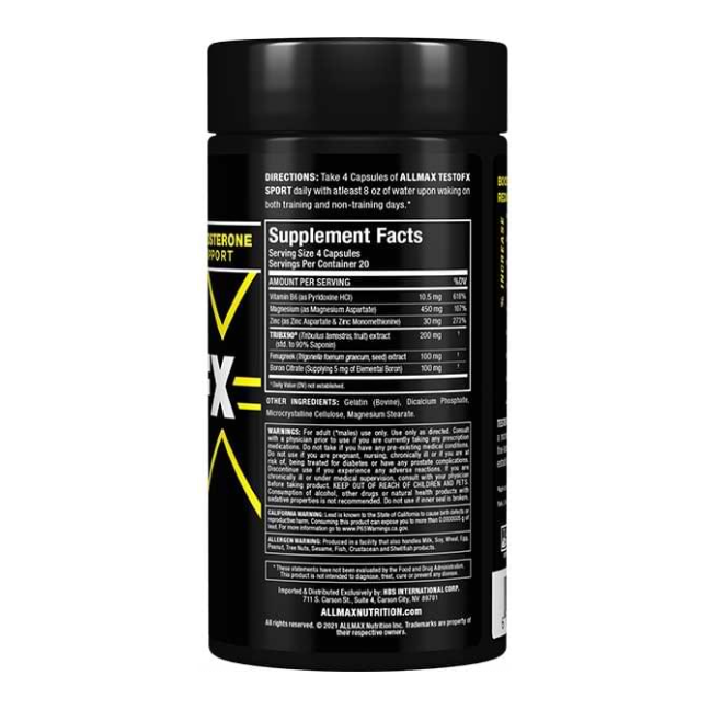 Allmax TestoFX Sport Natural Testosterone Support (80 Caps) - Top Nutrition and Fitness 