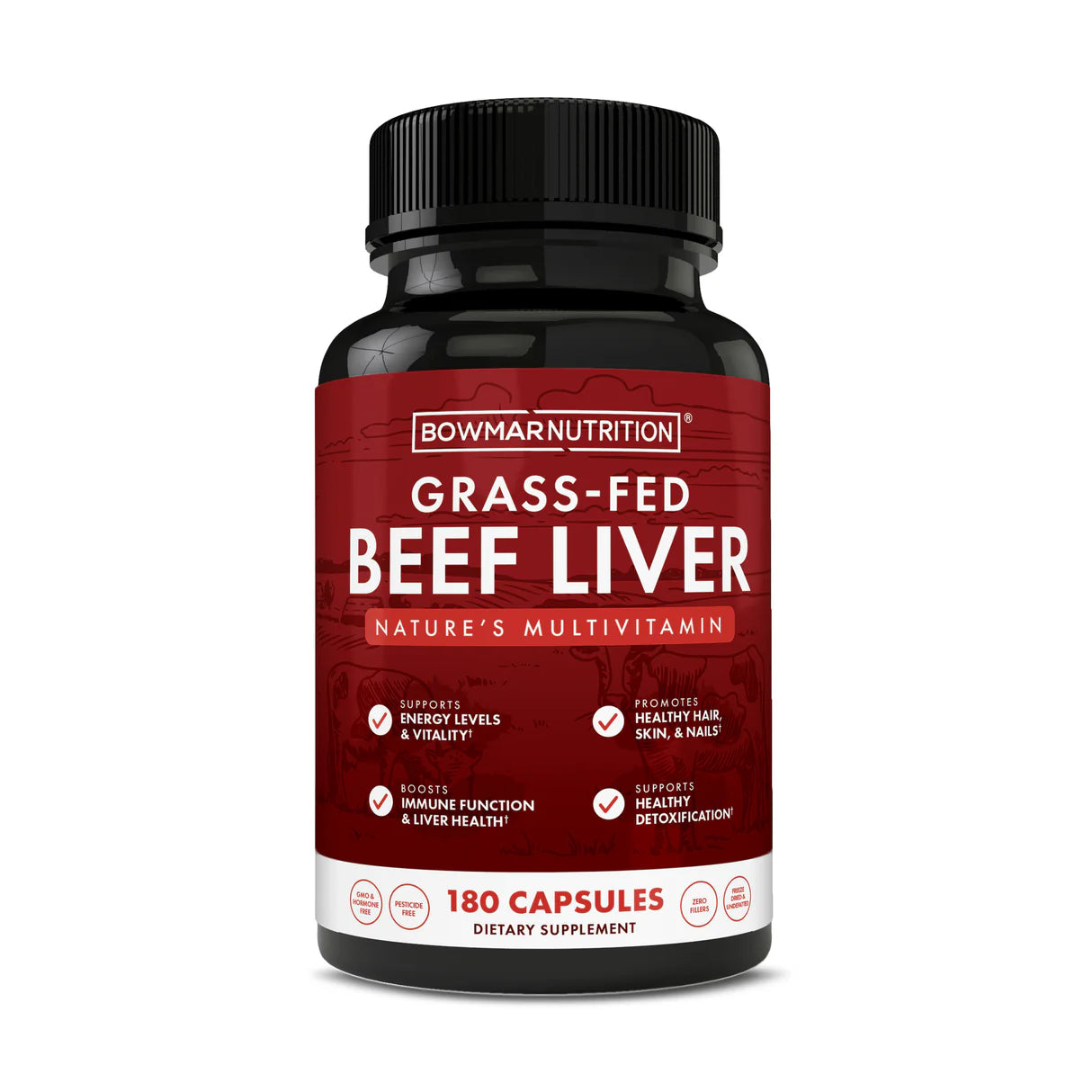 Bowmar Nutrition Beef Liver 180 capsules Bowmar Nutrition Top Nutrition Canada
