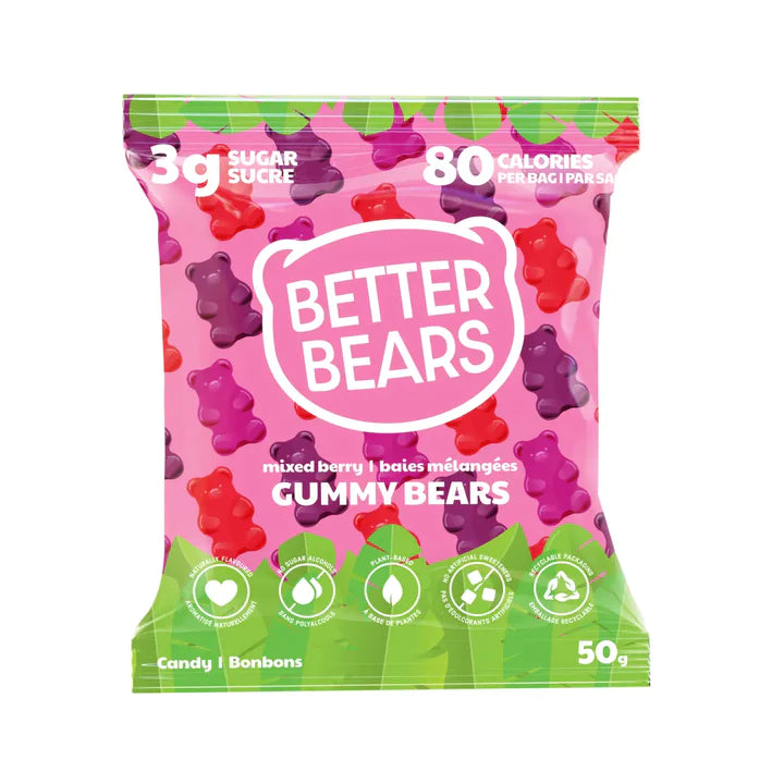 Better Bears Low Sugar Vegan Gummies (1 bag) Protein Snacks Mixed Berry Better Bears