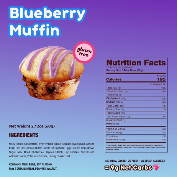 AP Prime Bites Keto GF Mini Protein Muffins (1 pack of 3 mini muffins)