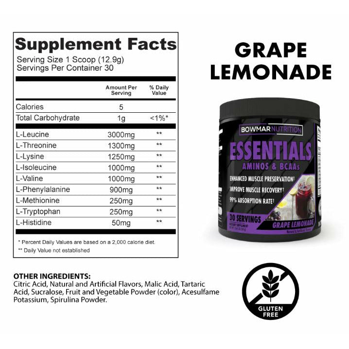 Bowmar Essentials Aminos & BCAA's (30 servings) - Top Nutrition and Fitness 