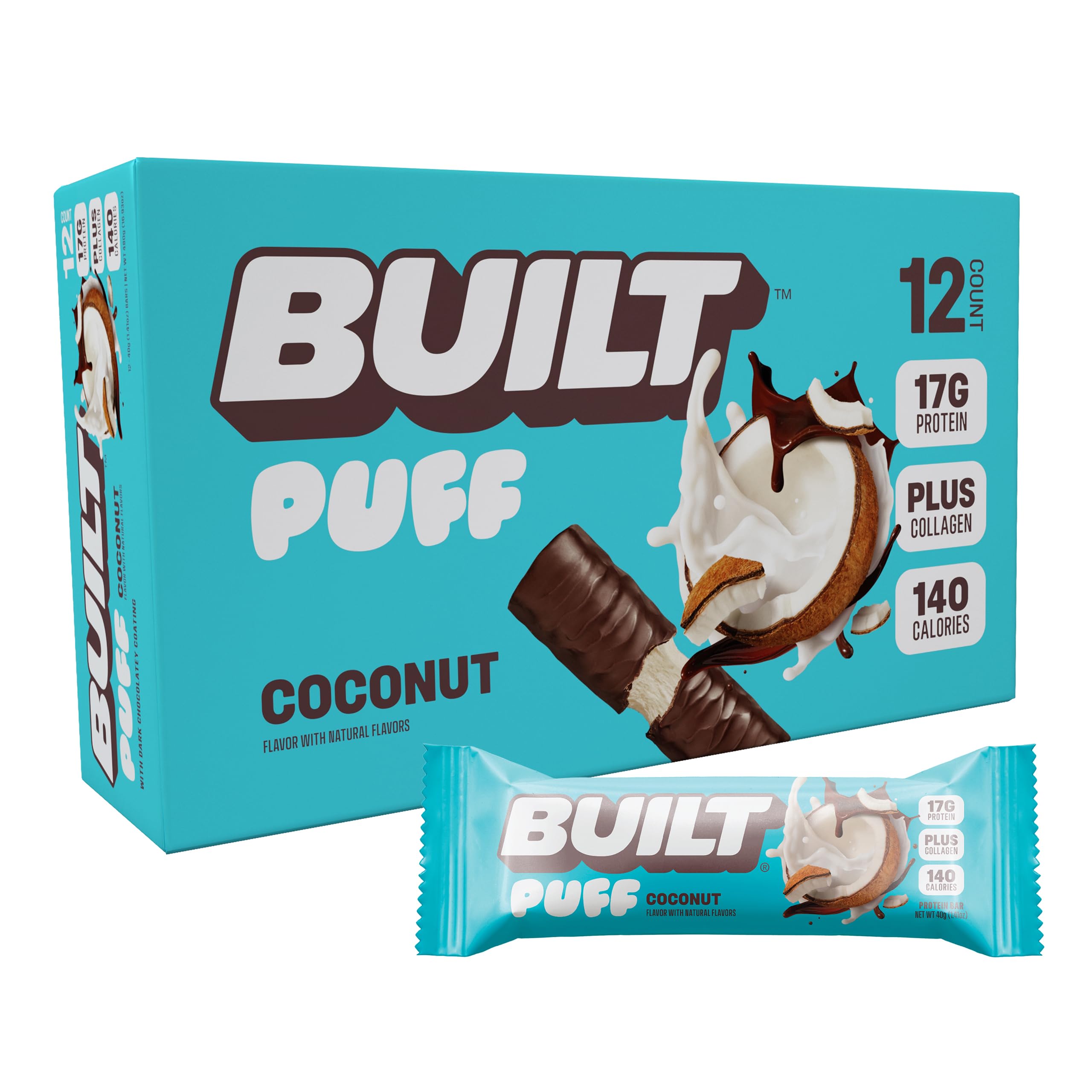 Built Protein Bar PUFFS (1 Box of 12) - Top Nutrition and Fitness 