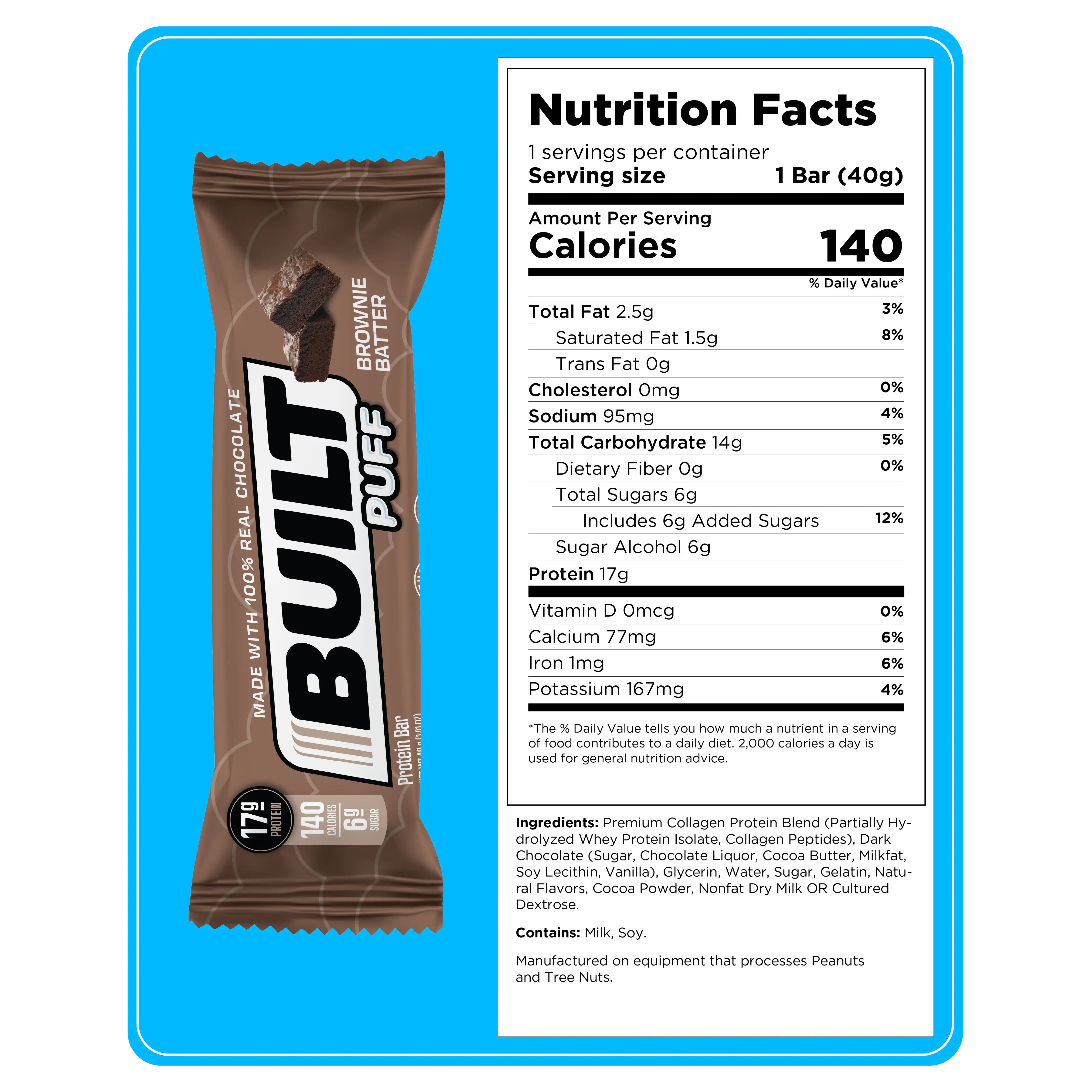 Built Protein Bar PUFFS (1 Box of 12) - Top Nutrition and Fitness 
