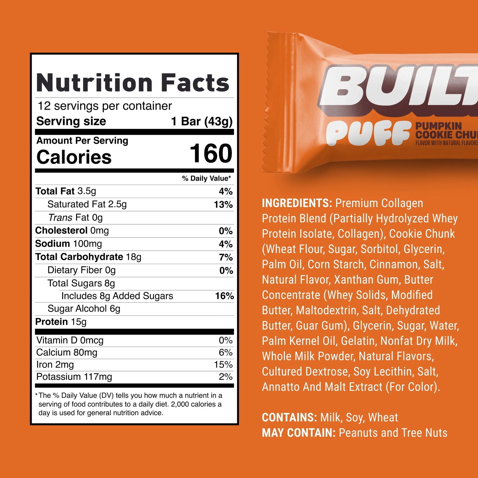 Built Protein Bar PUFFS (1 bar) - Top Nutrition and Fitness 
