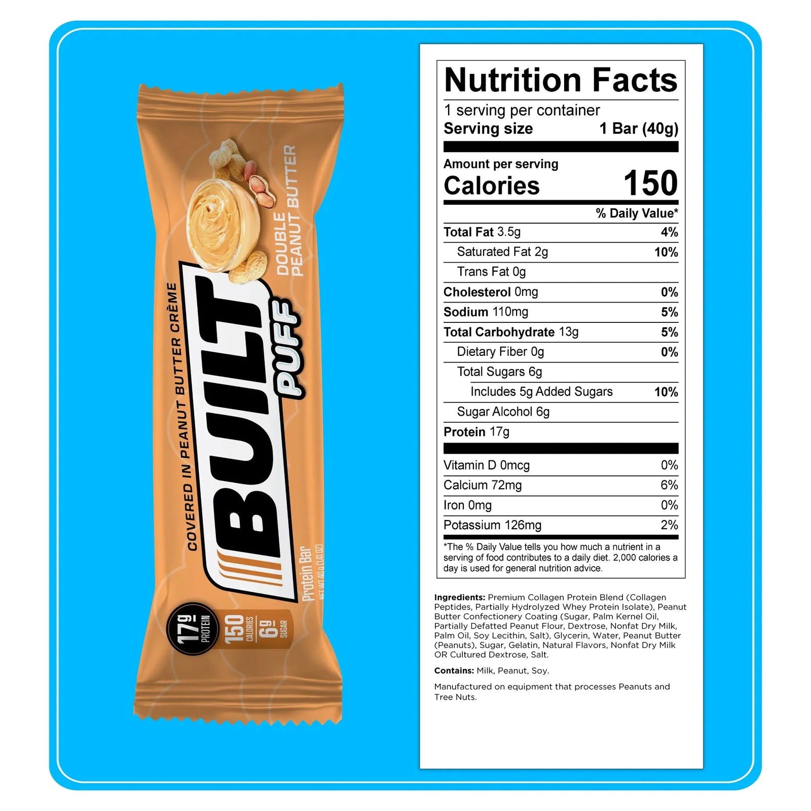 Built Protein Bar PUFFS (1 bar) - Top Nutrition and Fitness 