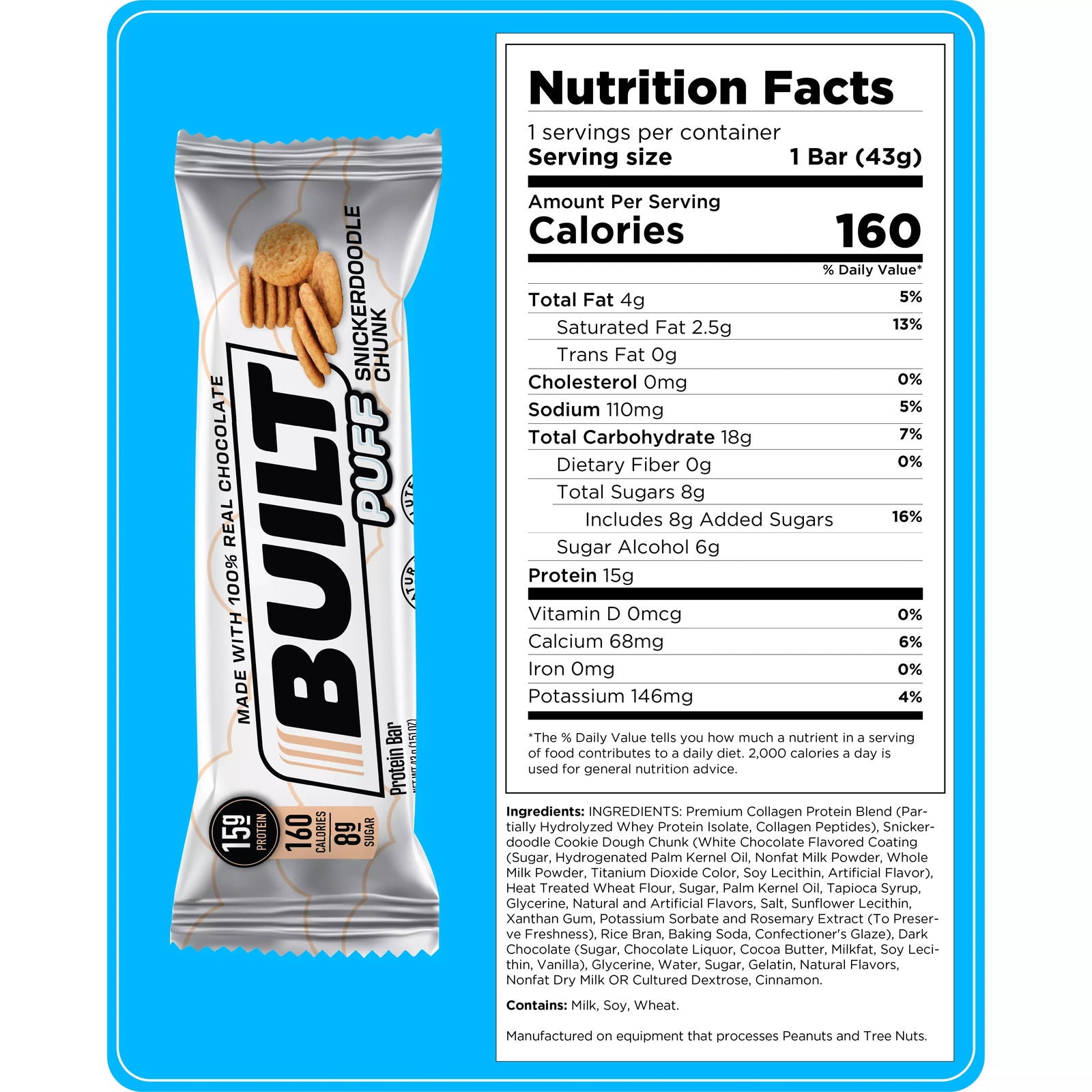 Built Protein Bar PUFFS (1 bar) - Top Nutrition and Fitness 