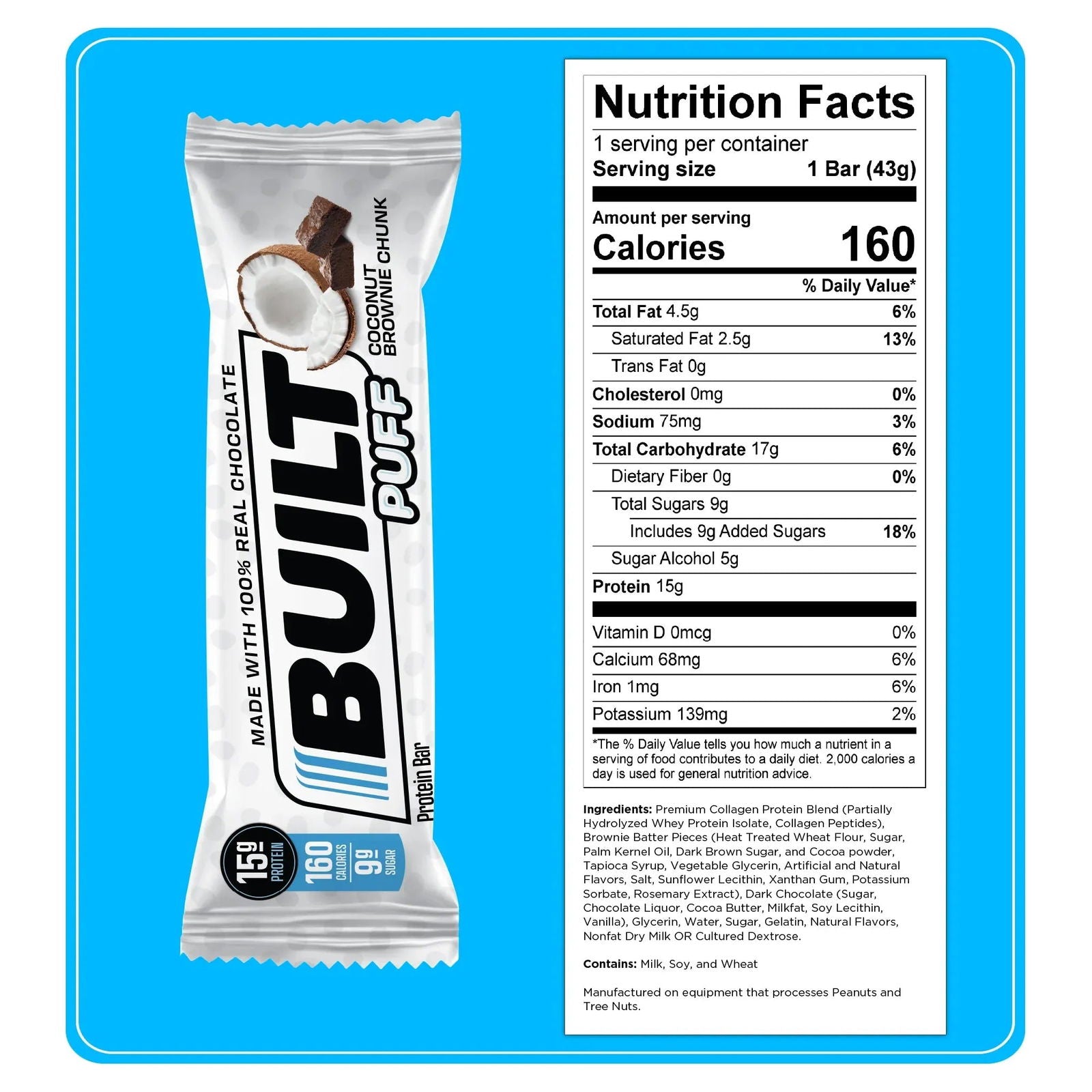 Built Protein Bar PUFFS (1 bar) - Top Nutrition and Fitness 