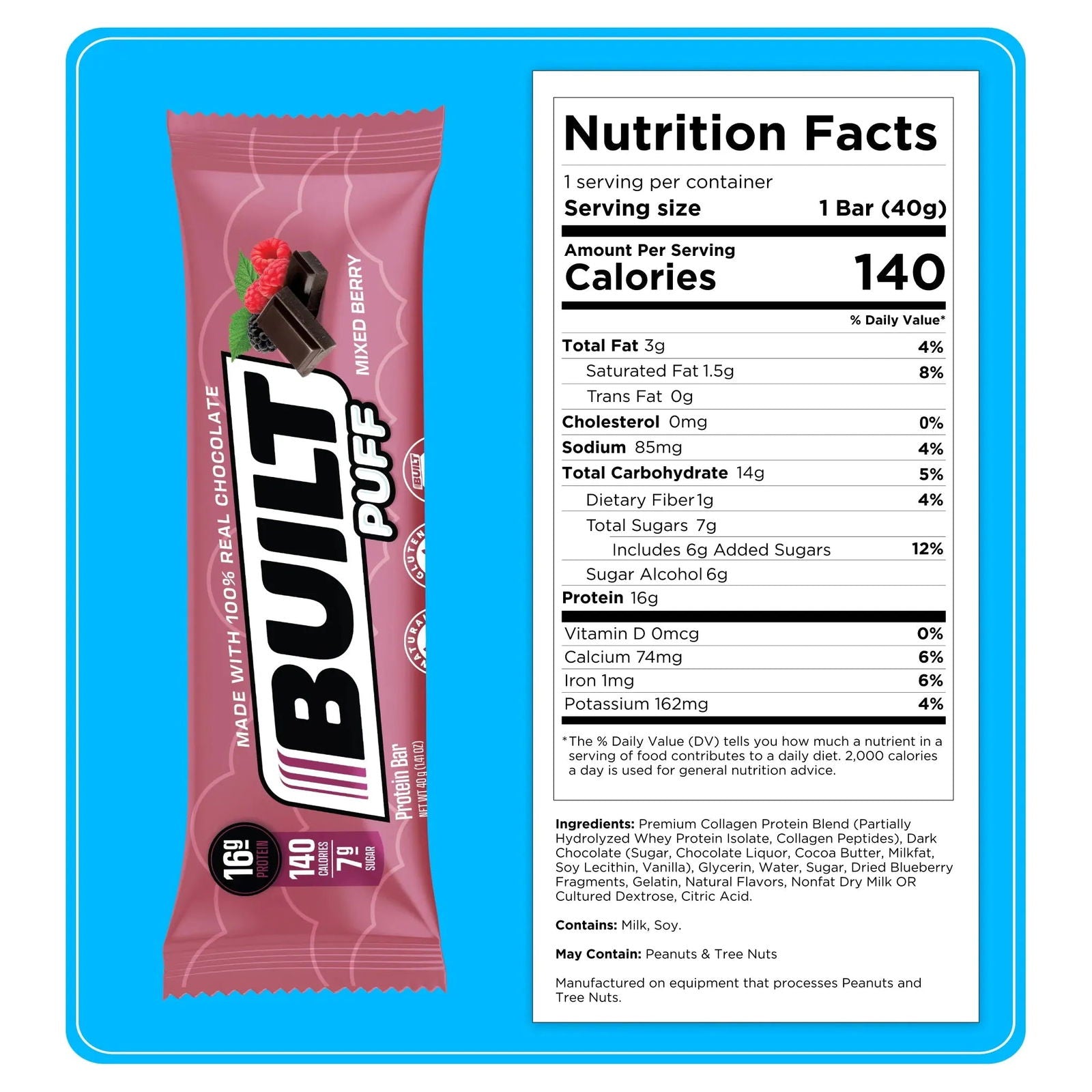 Built Protein Bar PUFFS (1 bar) - Top Nutrition and Fitness 