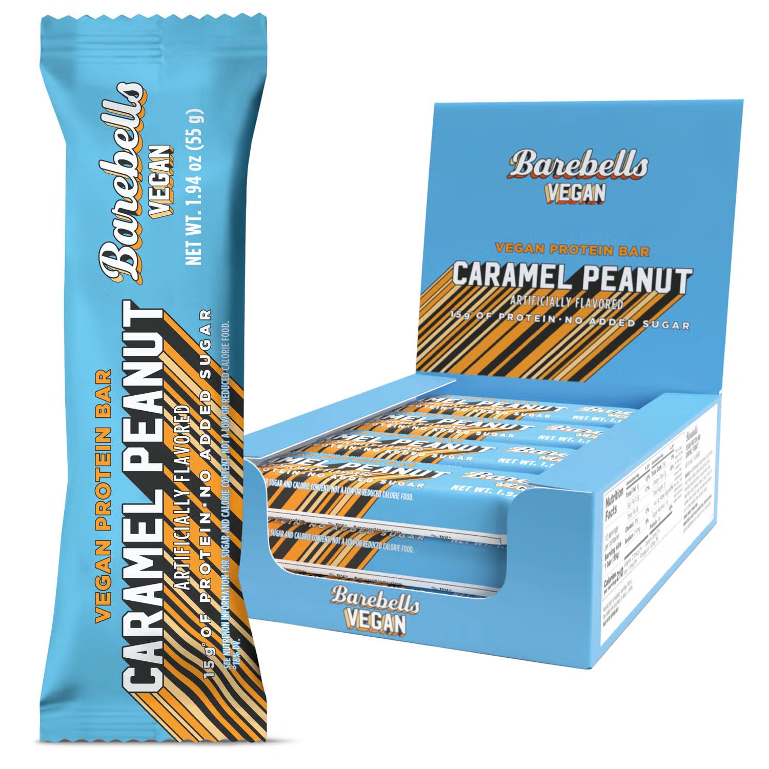 Barebells VEGAN barre protéinée Caramel Peanut, boîte de 12 collations véganes riches en protéines au Canada