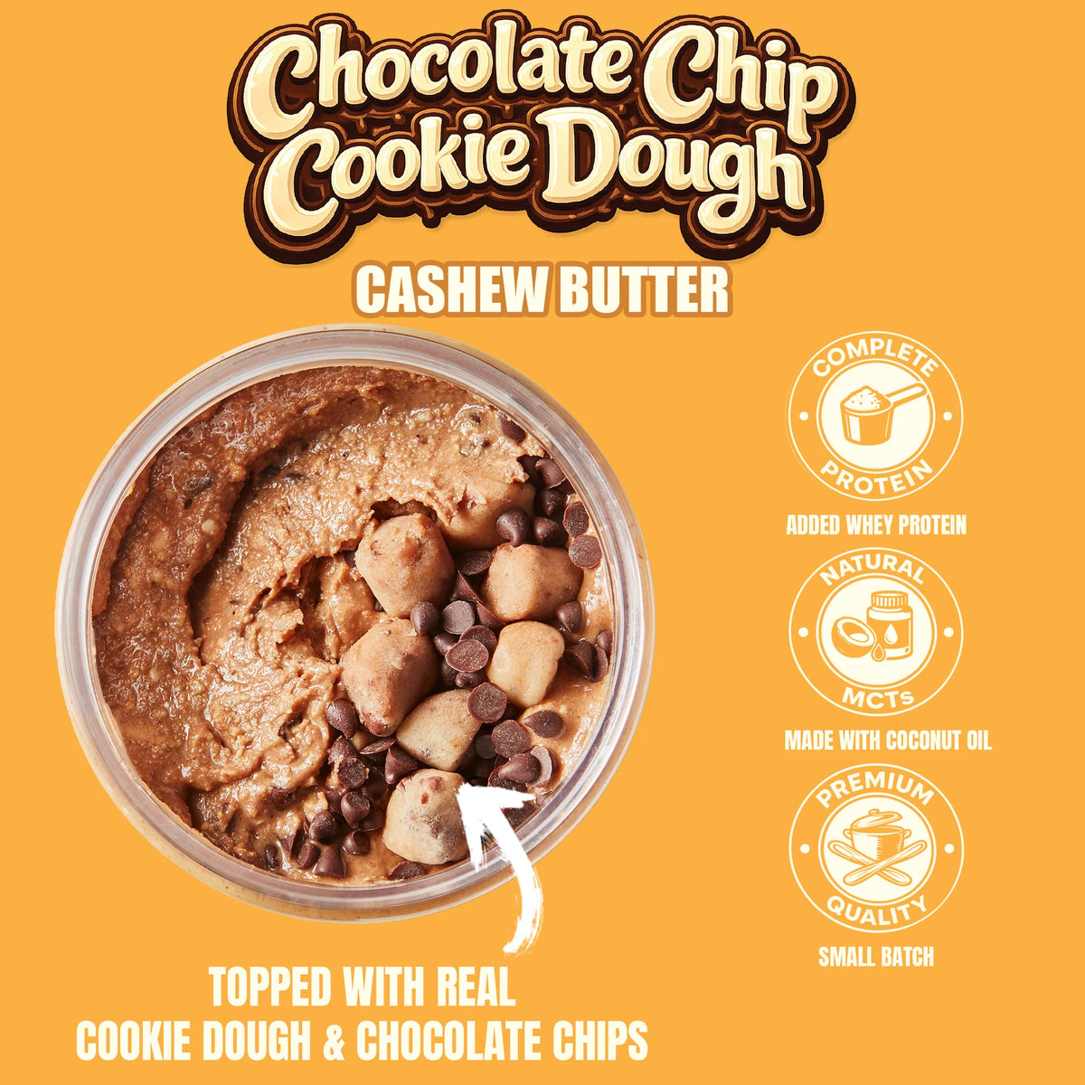Fit Butter Chocolate Chip Cookie Dough high-protein cashew butter jar, front label