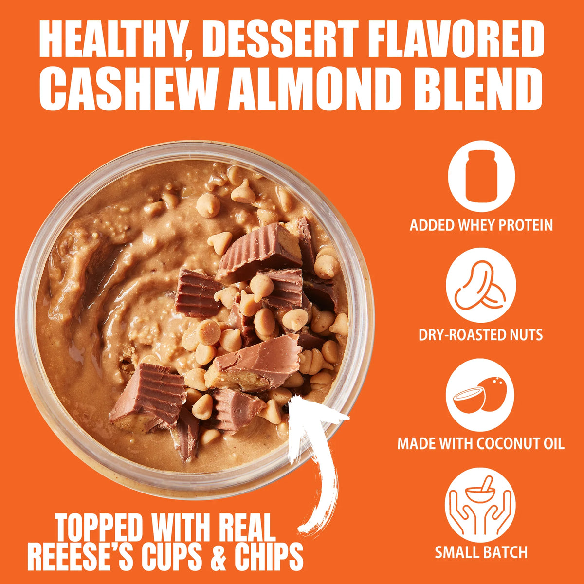 Fit Butter Chocolate Peanut Butter Cup high-protein cashew almond butter jar, front label