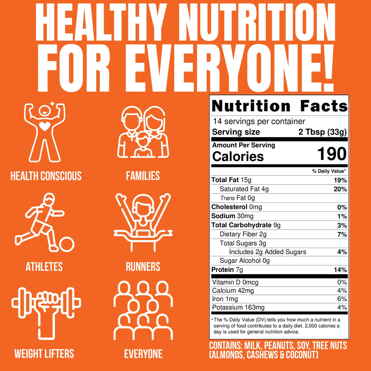 Fit Butter Chocolate Peanut Butter Cup nutrition facts panel: 190 calories, 7g protein, 2g added sugar