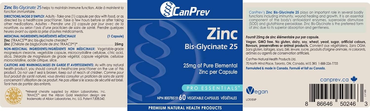 CanPrev Zinc Bis-Glycinate 25 