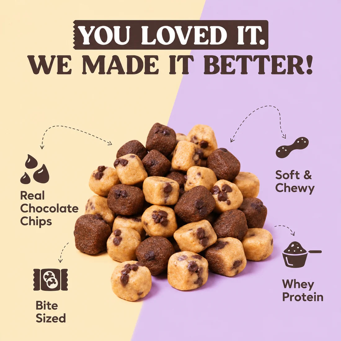 FUUL Protein Cookie Dough Bites (1 bag of 4 servings ~ 72 pieces)