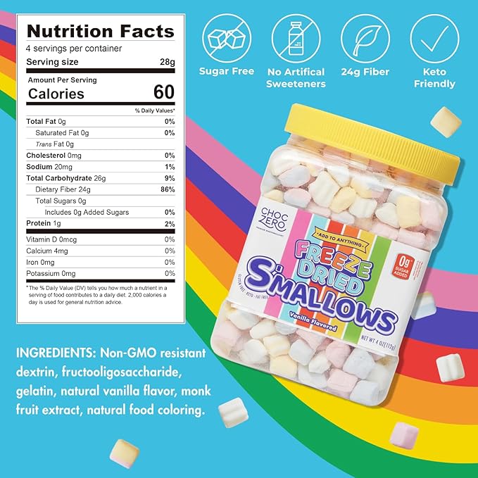 ChocZero Freeze Dried Mini Keto Marshmallows (112g) - Top Nutrition and Fitness 