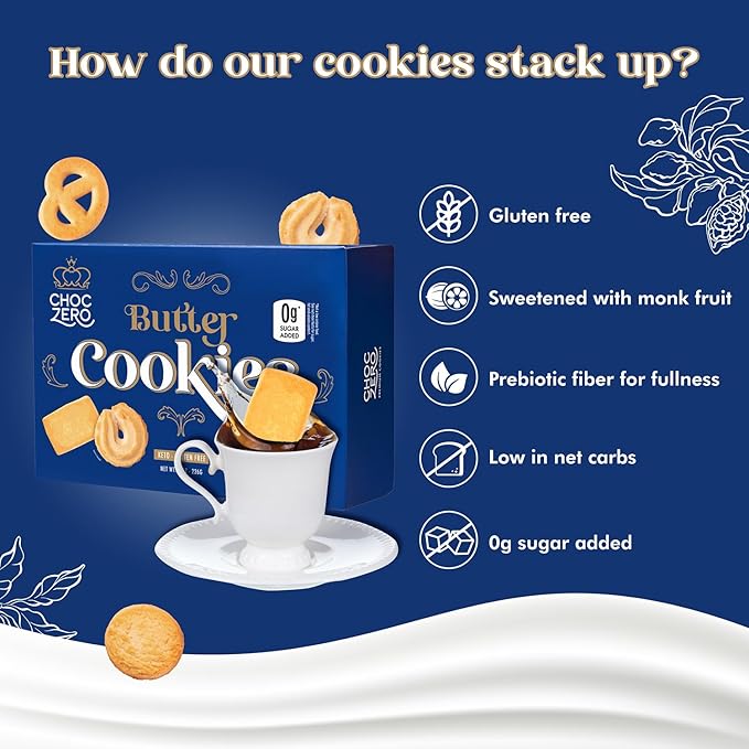 ChocZero Gluten Free Keto Butter Cookies (Box of 32) - Top Nutrition and Fitness 