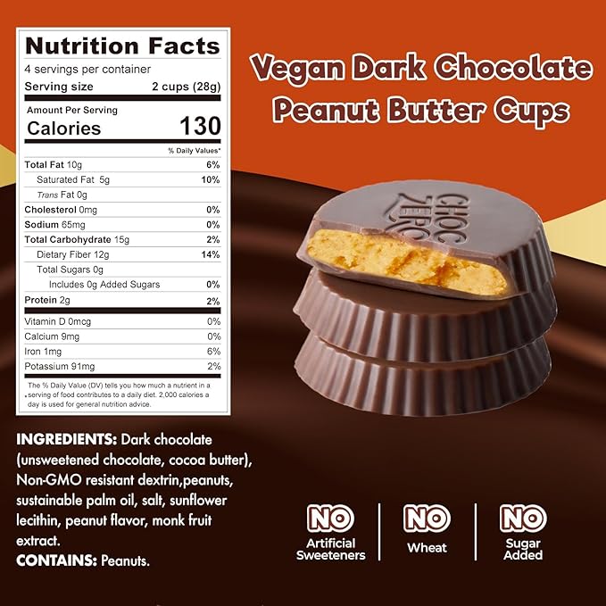 ChocZero Keto Peanut Butter Cups (8 pieces) - Top Nutrition and Fitness 