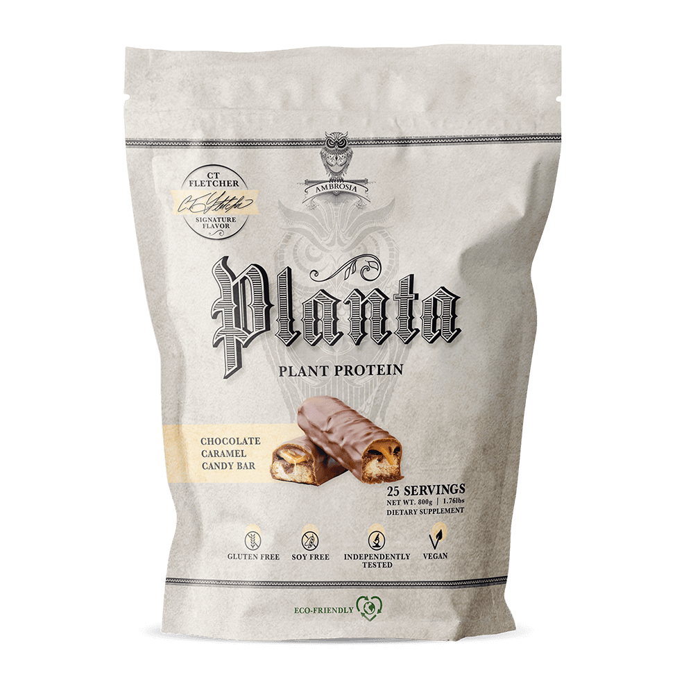 Ambrosia Planta Premium Plant Protein (25 servings) Vegan Protein Chocolate Caramel Candy Bar Ambrosia Planta