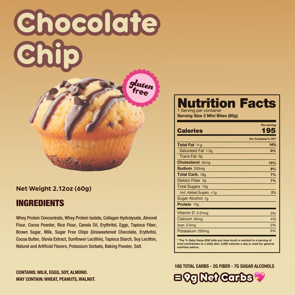 AP Prime Bites Keto GF Mini Protein Muffins (1 pack of 3 mini muffins)