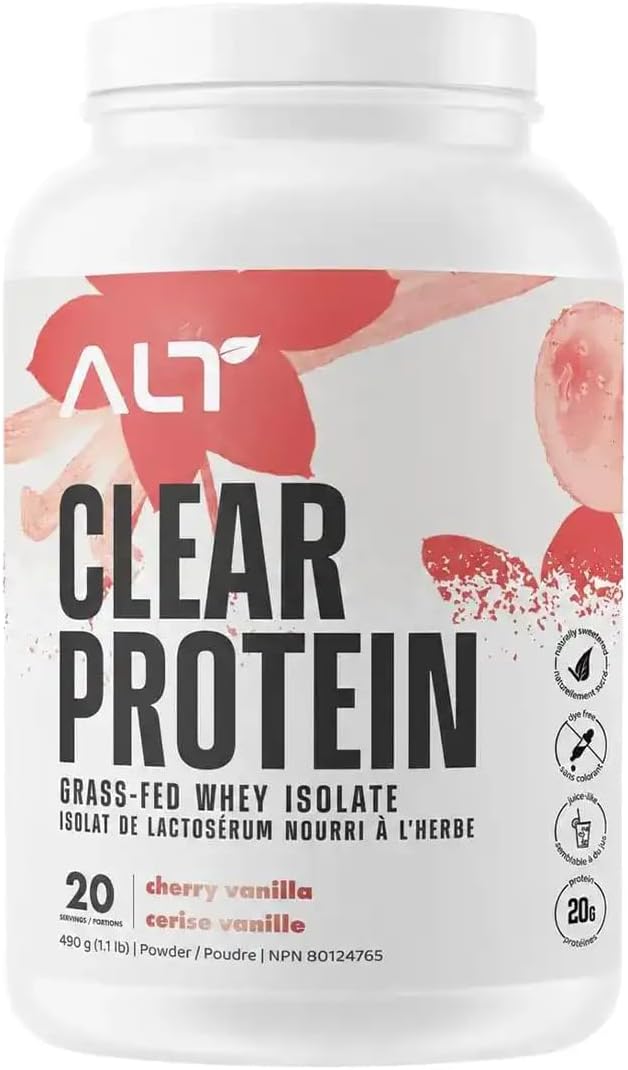 ALT Clear Protein isolat de lactosérum nourri à l herbe Cherry Vanilla, poudre protéinée claire au Canada