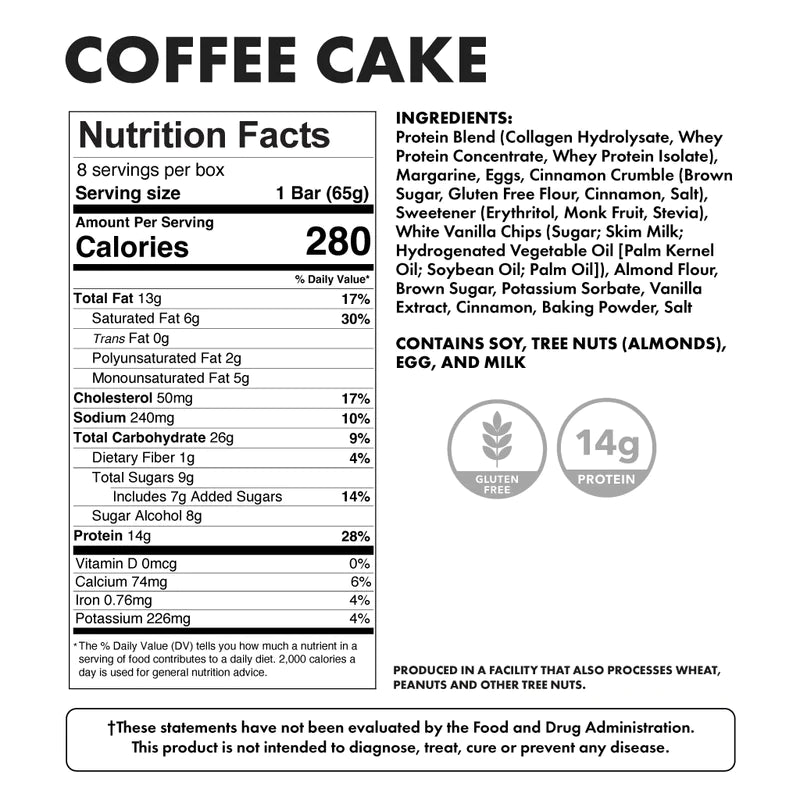 Bowmar Nutrition Protein Coffee Cake (1 bar) Protein Snacks Bowmar Nutrition
