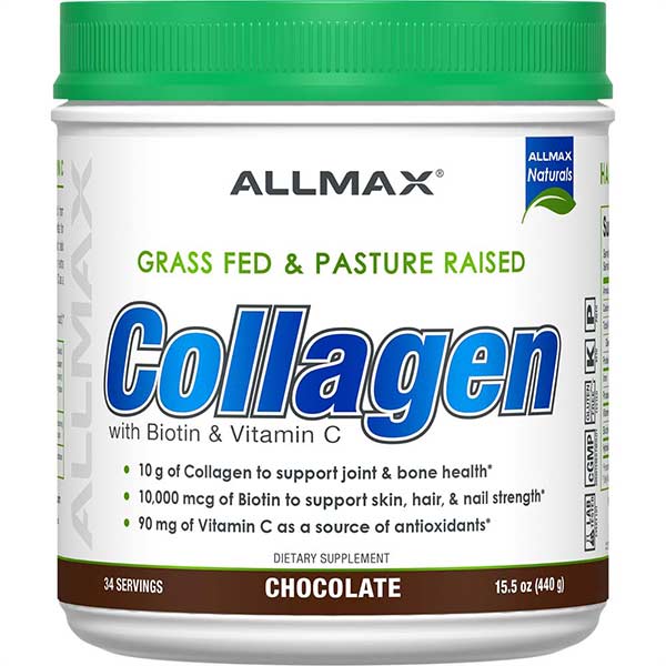 Allmax Collagen Peptides Powder (Types I, II, III) + Biotin + Vitamin C (440g)