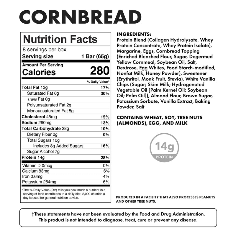 Bowmar Nutrition Protein Cornbread (1 bar) bowmar-nutrition-protein-cornbread-1-bar Protein Snacks Bowmar Nutrition