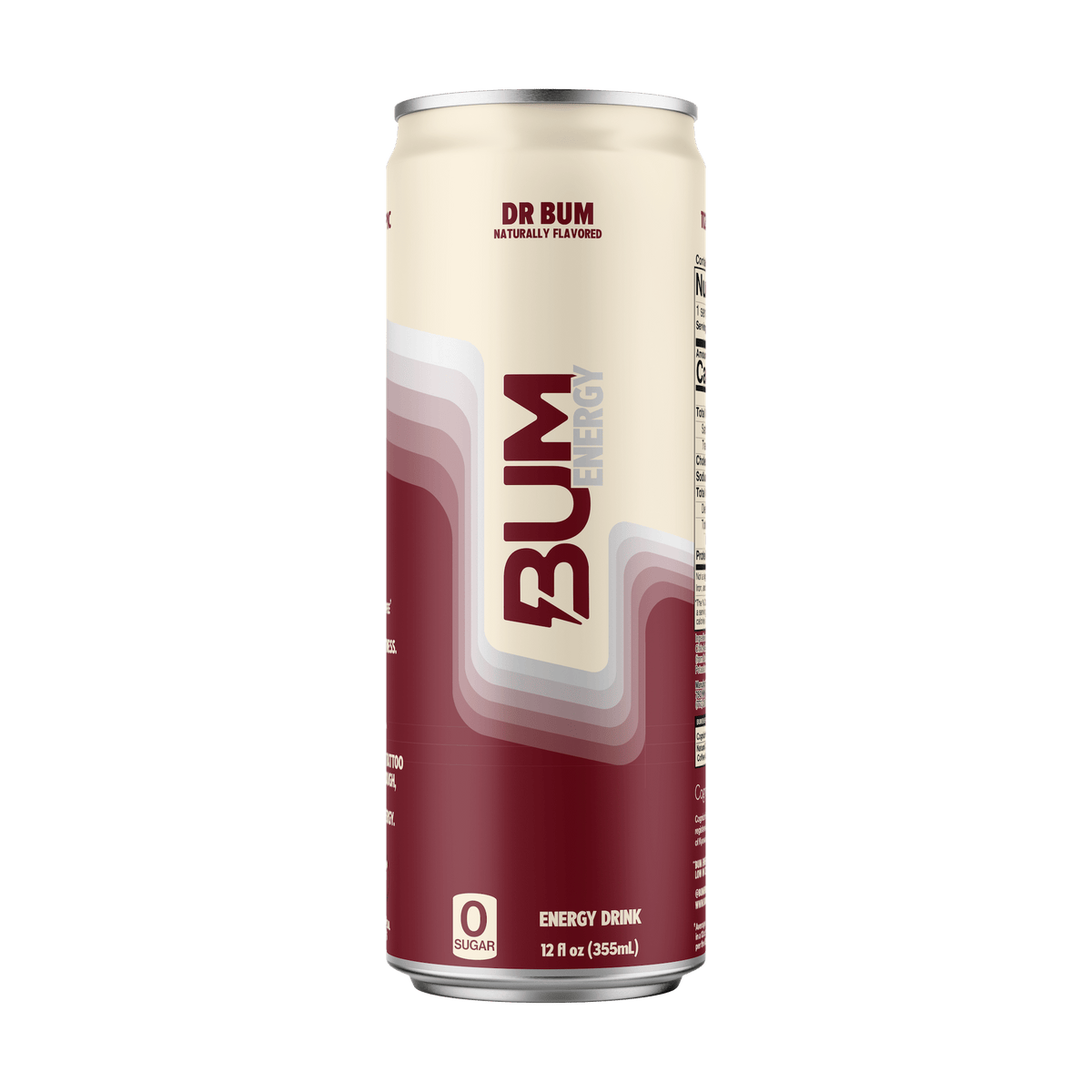BUM Energy Dr. BUM spiced-cola energy drink can — zero sugar, 112 mg caffeine, 355 ml (Canada)