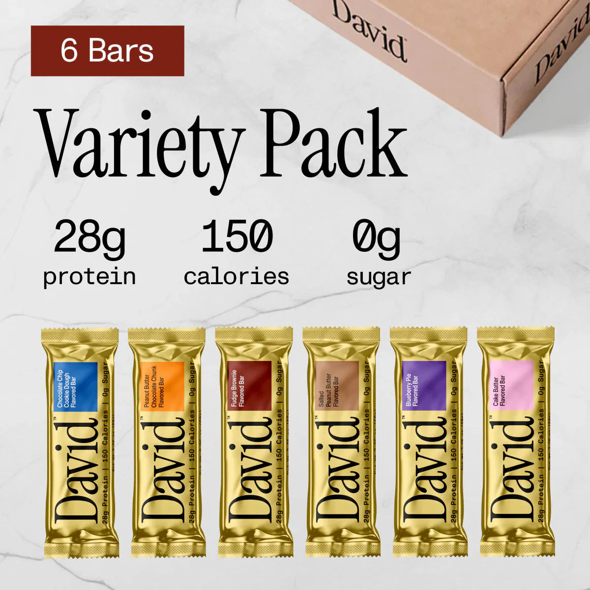 David Protein Bars Variety Pack (6 bars)