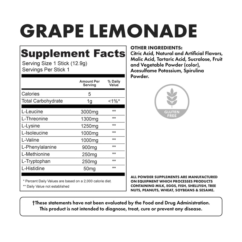 Bowmar Essentials Aminos & BCAA's (1 serving) BCAAs and Amino Acids Grape Lemonade Bowmar Nutrition