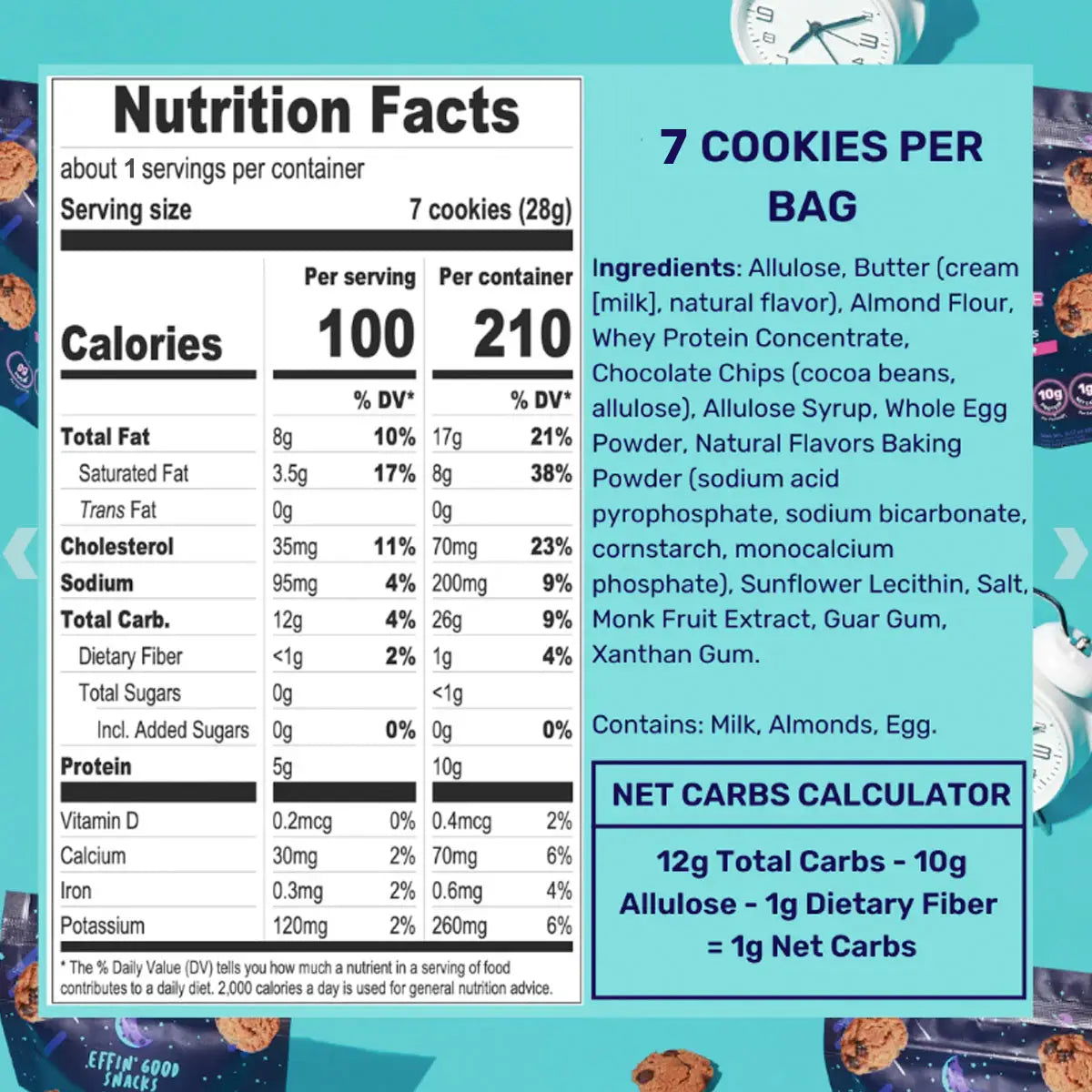 Effin' Good Snacks Chocolate Chunk Mini Cookies (1 bag - 7 cookies) 