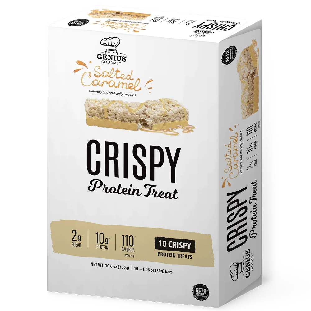 Genius Gourmet Crispy Protein Treat 1 box of 10 bars Genius Gourmet Top Nutrition Canada