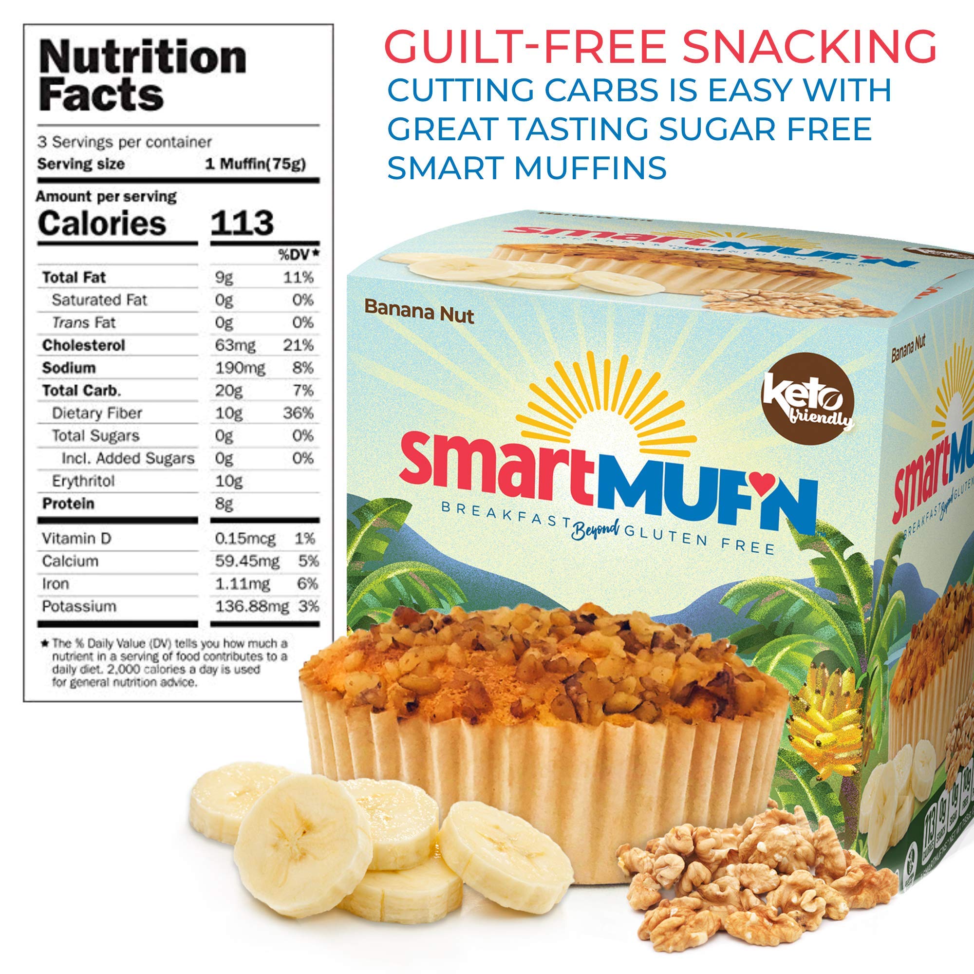 Smart Baking Gluten Free 0 Carb Muffins (2 pack) *KEEP FROZEN*